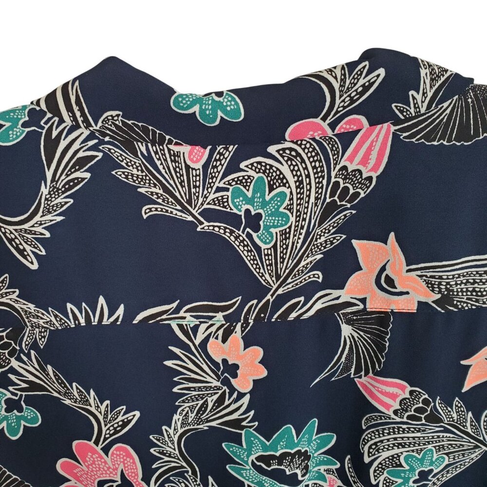 Banana Republic Size 12 Dress Ruffle Hem Floral Kimono Sleeve Country Cottage - Picture 8 of 9